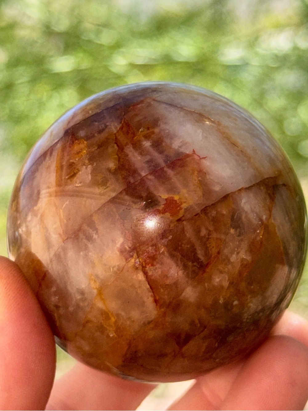 Golden Fire Quartz Sphere With Scenic Inclusions